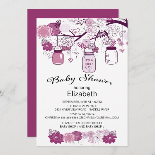 Rustiek Land Mason Jar Baby shower Kaart (Voorkant / Achterkant)