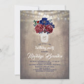 Rustiek Land Mason Jar Bourgondië Bloemen Verjaard Kaart (Voorkant)