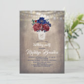 Rustiek Land Mason Jar Bourgondië Bloemen Verjaard Kaart (Staand voorkant)