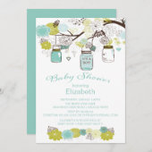 Rustiek Land Mason Jar Boys Baby shower Kaart (Voorkant / Achterkant)