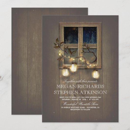 rustiek land | Mason Jar Lights Fall Wedding Kaart (Voorkant / Achterkant)