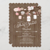 Rustiek Land Mason Jar Meisjes Baby shower Kaart (Voorkant / Achterkant)