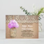 Rustiek land Mason Jar paarse hortensia bruiloft Kaart (Staand voorkant)