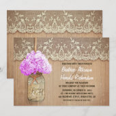 Rustiek land Mason Jar paarse hortensia bruiloft Kaart (Voorkant / Achterkant)