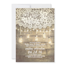 Rustiek Land Mason Jars Lights Kant Hout Bruiloft