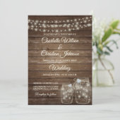 Rustiek Land Mason Lights Bruiloft uitnodiging (Staand voorkant)