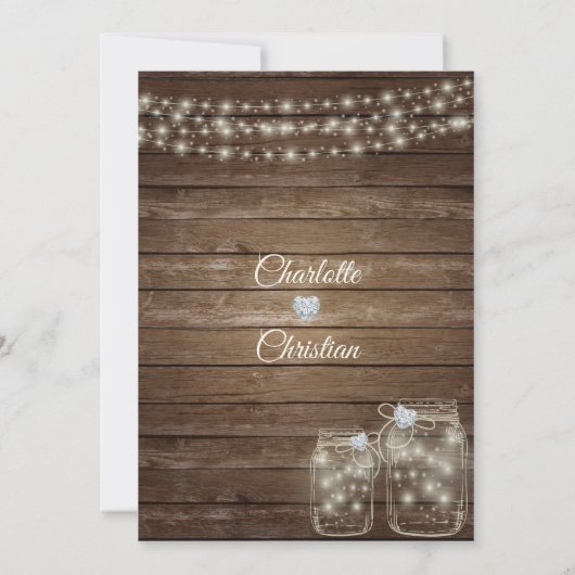 Rustiek Land Mason Lights Bruiloft uitnodiging (Achterkant)