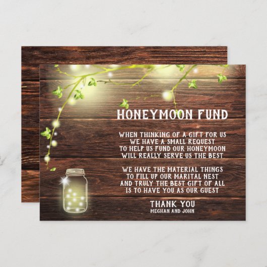 Rustiek Land Mason String Lights Honeymoon Fonds Briefkaart (Voorkant / Achterkant)