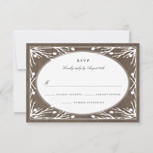 Rustiek Land Monogram Bruiloft RSVP Kaartje (Voorkant)