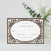 Rustiek Land Monogram Bruiloft RSVP Kaartje (Staand voorkant)