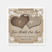 Rustiek Land Monogram Burlap en Kant Bruiloft Servet (Voorkant)