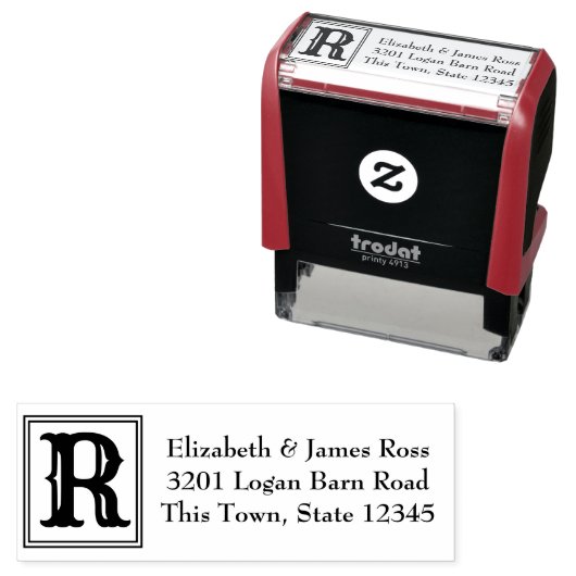 Rustiek land Monogram Zelfinktende Stempel (In situ)