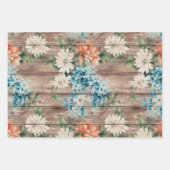 Rustiek land noodlijdend hout blauwe bloemen inpakpapier vel (Voorkant)