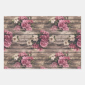 Rustiek land noodlijdend hout roze bloemen inpakpapier vel (Voorkant 3)