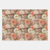 Rustiek Land Noodlijdende Houten Crème Perzik Bloe Inpakpapier Vel (Voorkant)