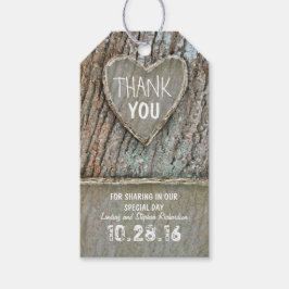 Rustiek land oud boomhart Dank U labels Cadeaulabel