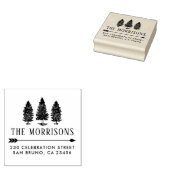 Rustiek Land Pines Familienaam Retouradres Rubberstempel (Gestempeld)
