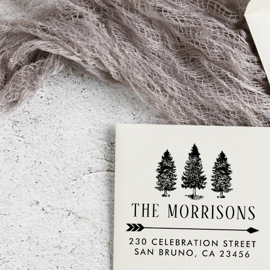 Rustiek Land Pines Familienaam Retouradres Rubberstempel