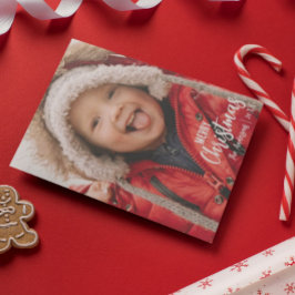 Rustiek Land Plaid Vrolijk Kerstfeest Familie Foto Feestdagenkaart