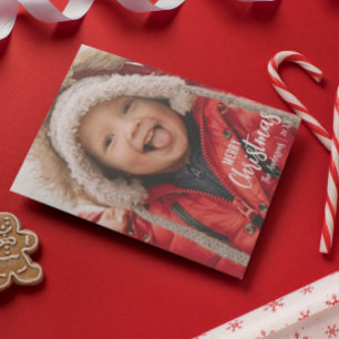 Rustiek Land Plaid Vrolijk Kerstfeest Familie Foto Feestdagenkaart