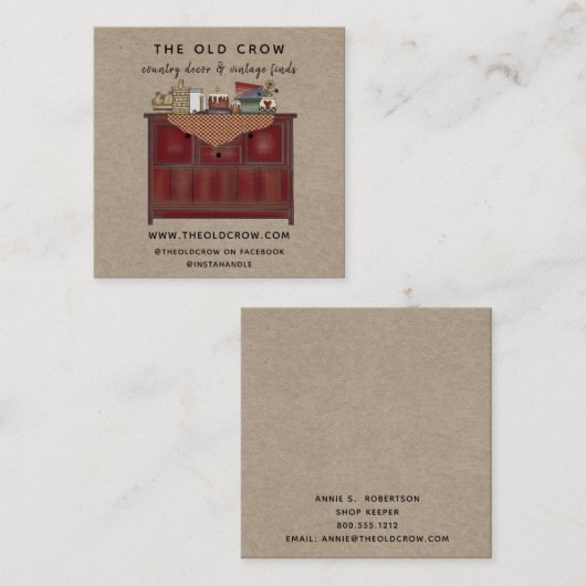 Rustiek Land Primitief Vierkante Visitekaartje (Voorkant / Achterkant)