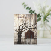 Rustiek land Red Barn Winter Wedding bedankt Briefkaart (Staand voorkant)