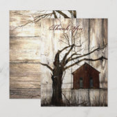 Rustiek land Red Barn Winter Wedding bedankt Briefkaart (Voorkant / Achterkant)