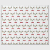 Rustiek Land Rendier Schedel & Garland Kerstmis Cadeaupapier (Vlak)