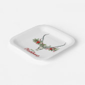 Rustiek Land Rendier Schedel & Garland Kerstmis Papieren Bordje (Gebogen)