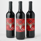 Rustiek Land Rendier Schedel & Garland Kerstmis Wijn Etiket (Flessen)