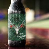 Rustiek Land Rendier Schedel & Garland Kerstmis Wijn Etiket