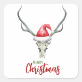 Rustiek Land Rendier Schedel & Santa Ha Kerstmis Vierkante Sticker (Voorkant)