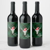 Rustiek Land Rendier Schedel & Santa Ha Kerstmis Wijn Etiket (Flessen)