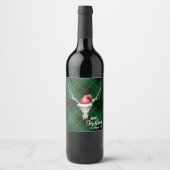 Rustiek Land Rendier Schedel & Santa Ha Kerstmis Wijn Etiket (Voorkant)