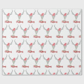 Rustiek Land Rendier Schedel & Santa Hoed Cadeaupapier (Vlak)