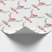 Rustiek Land Rendier Schedel & Santa Hoed Cadeaupapier (Hoek)