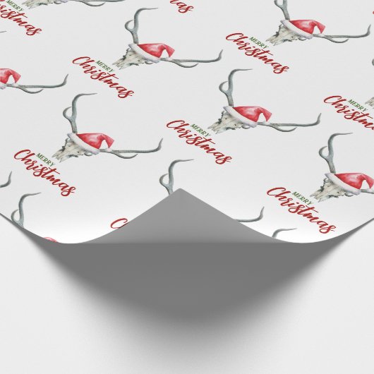 Rustiek Land Rendier Schedel & Santa Hoed Cadeaupapier (Hoek)