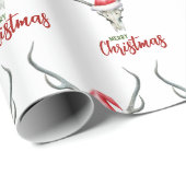 Rustiek Land Rendier Schedel & Santa Hoed Cadeaupapier (Rol Hoek)