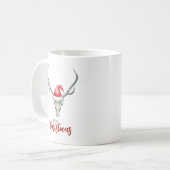 Rustiek Land Rendier Schedel Santa Hoed Kerstmis Koffiemok (Voorkant links)