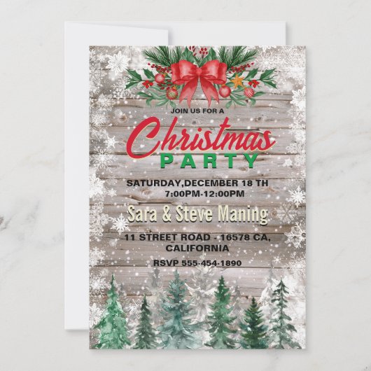 Rustiek Land rode boog stropdas Vakantie Kerstfees Kaart (Voorkant)