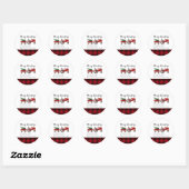 Rustiek Land Rode Buffel Plaid Kerstmis Ronde Sticker (Vel)
