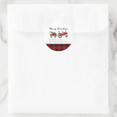 Rustiek Land Rode Buffel Plaid Kerstmis Ronde Sticker (Tas)