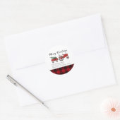 Rustiek Land Rode Buffel Plaid Kerstmis Ronde Sticker (Envelop)