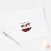 Rustiek Land Rode Buffel Plaid Kerstmis Ronde Sticker (Envelop)