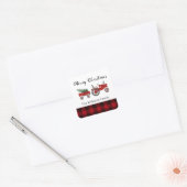Rustiek Land Rode Buffel Plaid Kerstmis Ronde Vierkante Sticker (Envelop)