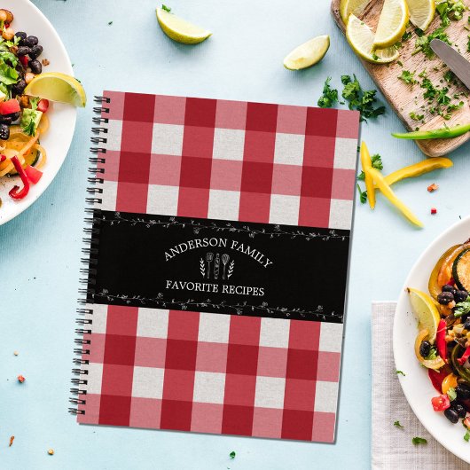 Rustiek Land Rood Gingham Familie Recept Boek