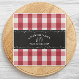 Rustiek Land Rood Gingham Zwart krijtbord Glazen Onderzetter