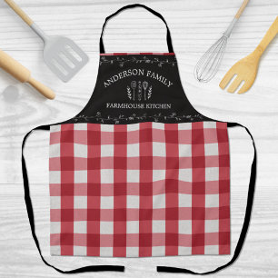 Rustiek Land Rood Gingham Zwart krijtbord Schort