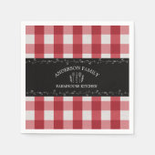 Rustiek Land Rood Gingham Zwart krijtbord Servet (Voorkant)