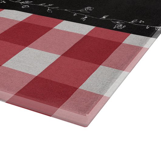 Rustiek Land Rood Gingham Zwart krijtbord Snijplank (Hoek)